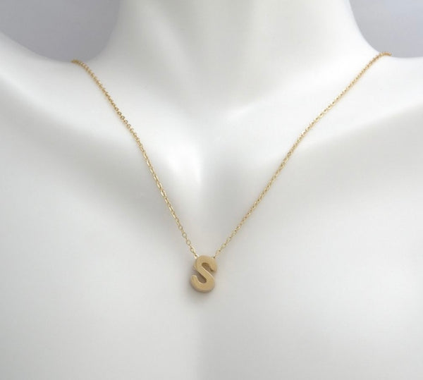 Yellow Gold “S” initial Necklace (14k Yg initial “S” with chain)