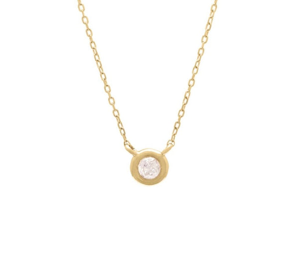 14k Yellow Gold Round Diamond Bezel Necklace