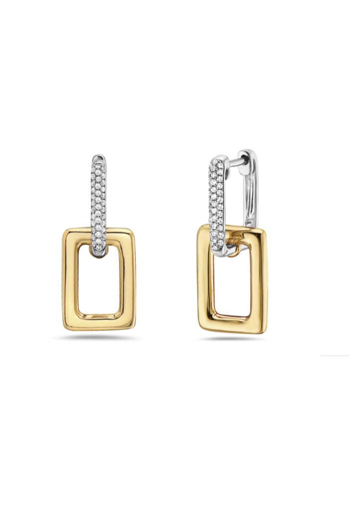 14k Two-tone White Gold and Yellow Gold Earring