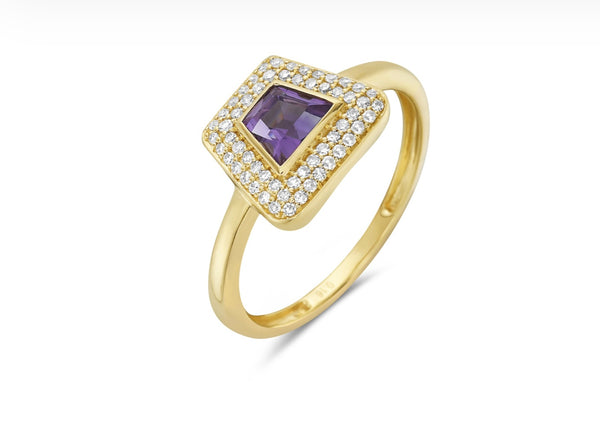 14k Yellow Gold Amethyst Fashion Ring