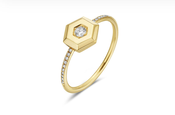 14k Yellow Gold Diamond Pave Fashion Ring