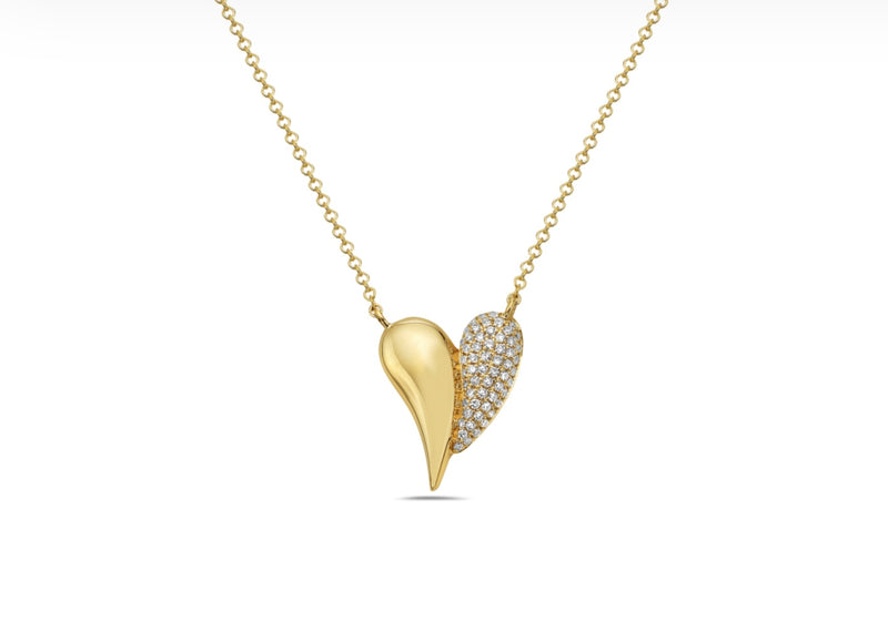 14k Yellow Gold Diamond Heart Necklace