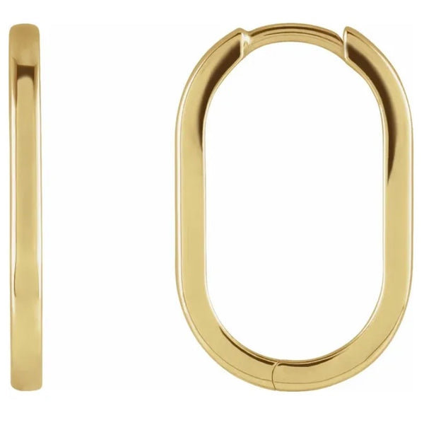 14k Yellow Gold Elongated Oval 20mm Hoop Earrings