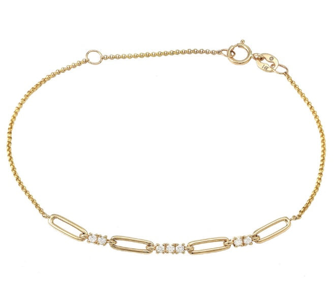 14k Yellow Gold Round Prong Diamond Bracelet