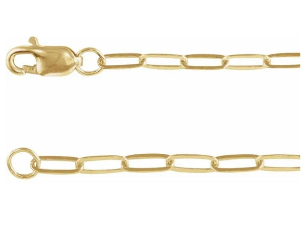 10K Yellow Gold 2.1mm Paperclip-Syle 16” Chain