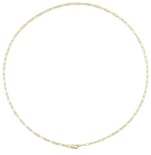 10K Yellow Gold 2.1mm Paperclip-Syle 16” Chain