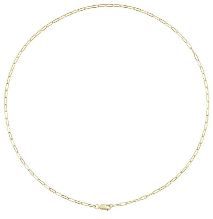 10K Yellow Gold 2.1mm Paperclip-Syle 16” Chain