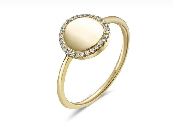 14 Karat Yellow Gold Diamond Circle Fashion Ring