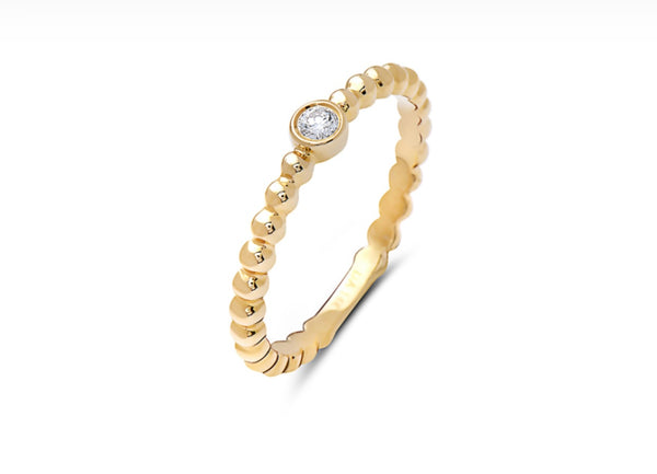 14 Karat Yellow Gold Natural Diamond Stacking Ring
