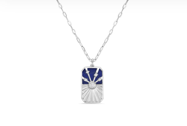 White Gold Lapis Paperclip Necklace