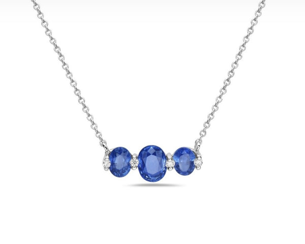 14 Karat White Gold Sapphire Necklace