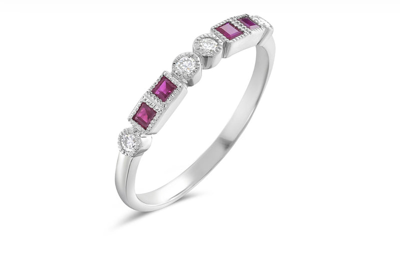 14K White Gold Ruby Stackable Ring