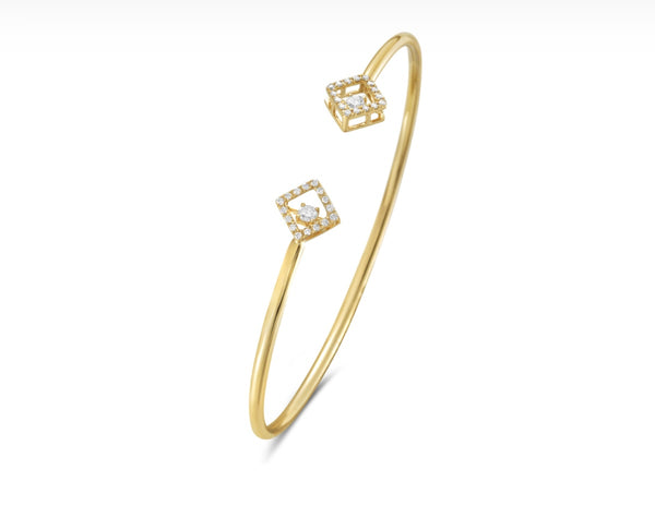 14 Karat Yellow Gold Diamond Bangle Bracelet