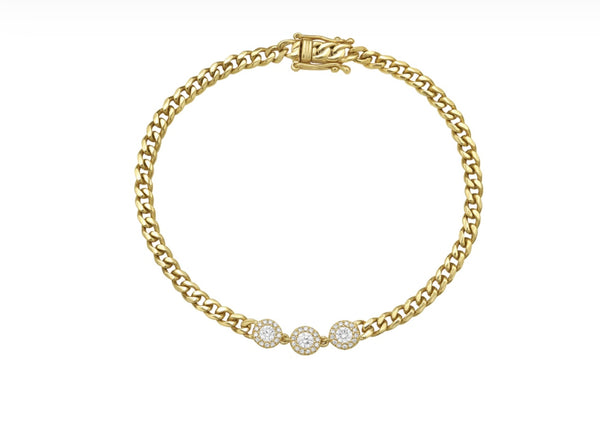 14 Karat Yellow Gold Diamond Bracelet