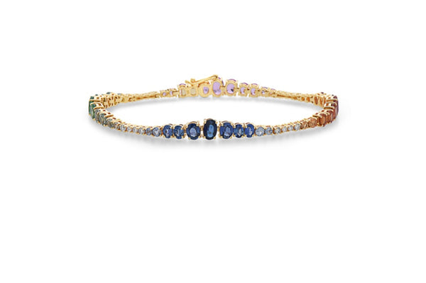 14 Karat Yellow Gold Gem Stone Bracelet