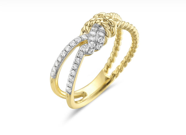 14K Yellow Gold Diamond Love Knot Fashion Ring