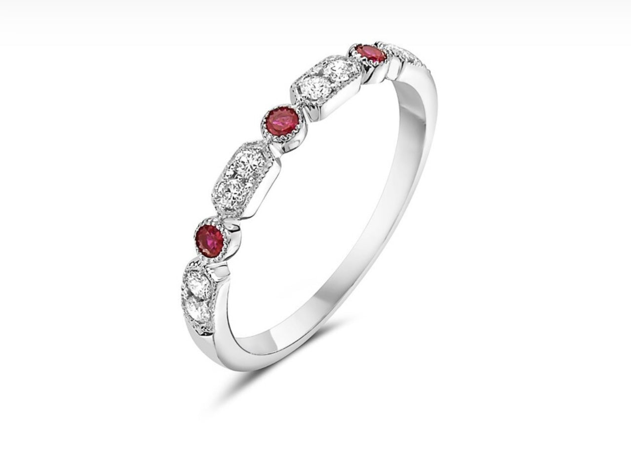 14 Karat White Gold Ruby Stackable Ring | Cincinnati Fine Jewelry