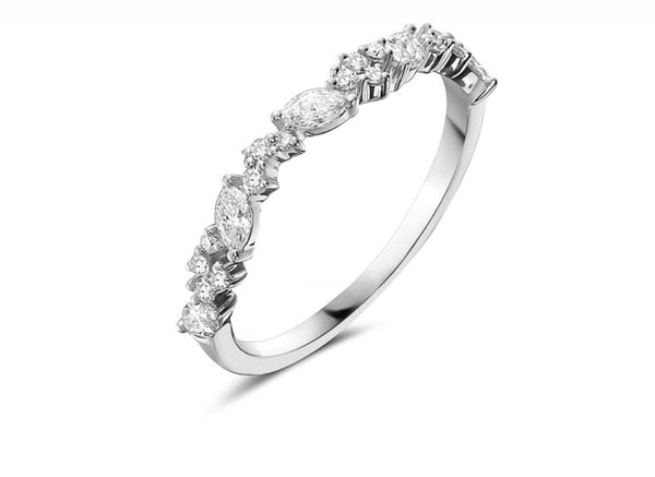14 Karat White Gold Mixed Shaped Diamond Band