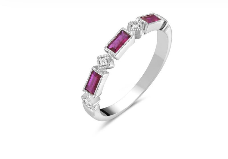 14 Karat White Gold Ruby Stackable Band