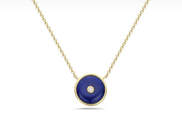 14 Karat Yellow Gold Lapis Necklace