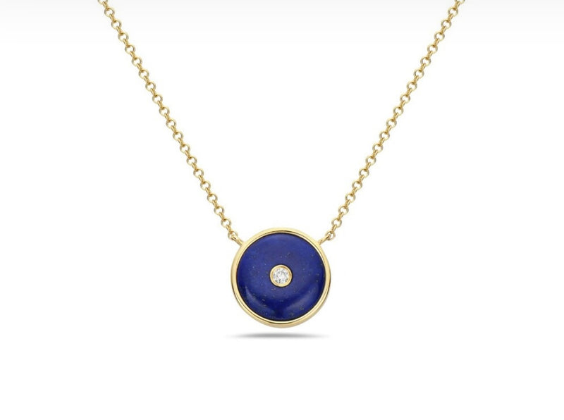 14 Karat Yellow Gold Lapis Necklace