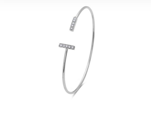 14 Karat White Gold Diamond Bangle Bracelet