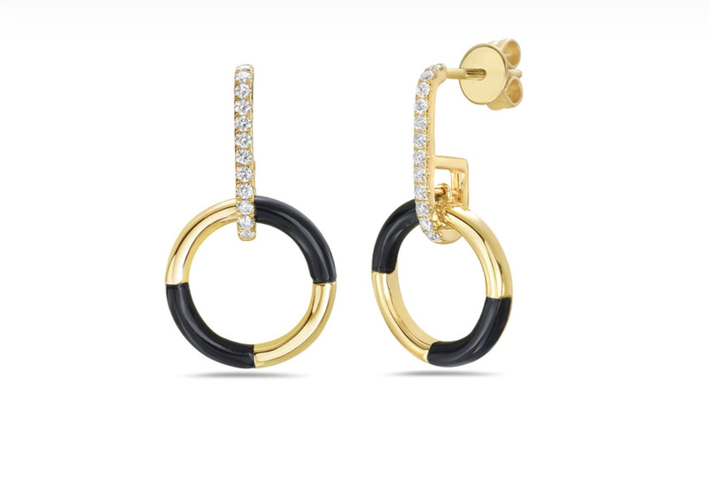 14 Karat Yellow Gold Onyx Earring