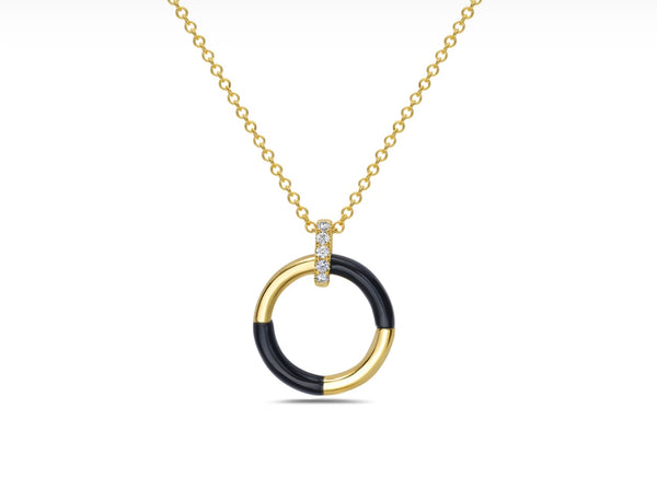 14 Karat Yellow Gold Onyx Necklace