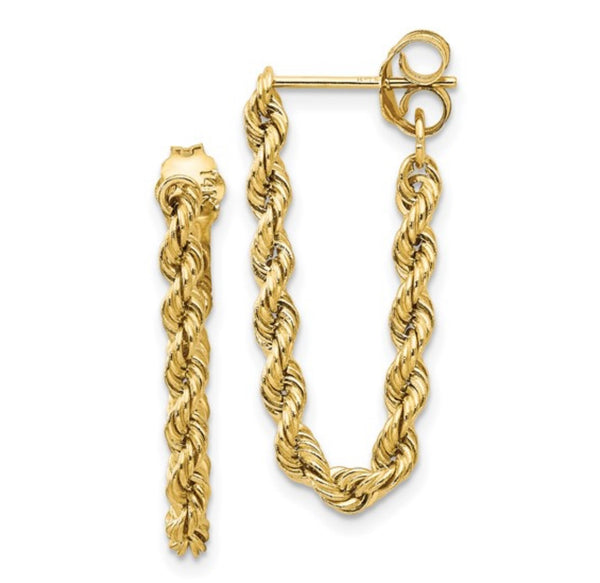 14K Hollow Rope Earrings