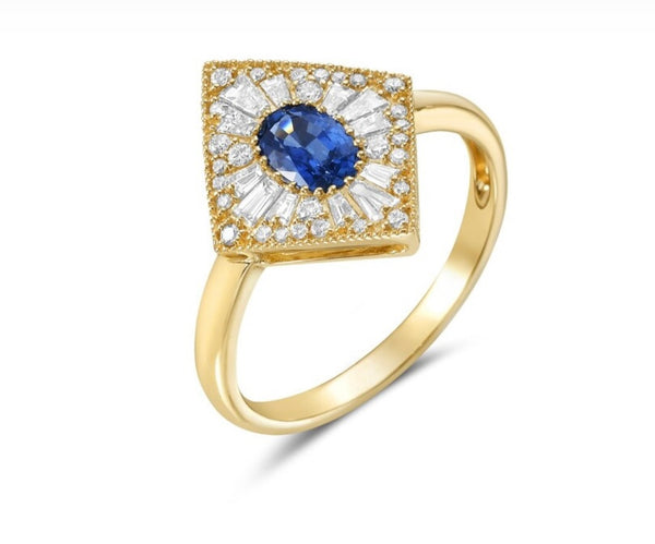 14 Karat Yellow Gold Sapphire Fashion Ring