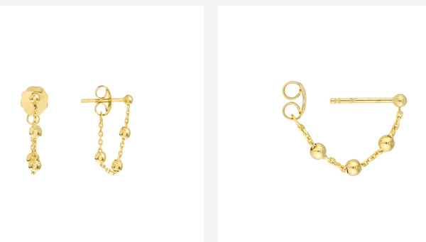14KYG Beaded Chain Huggie Earrings