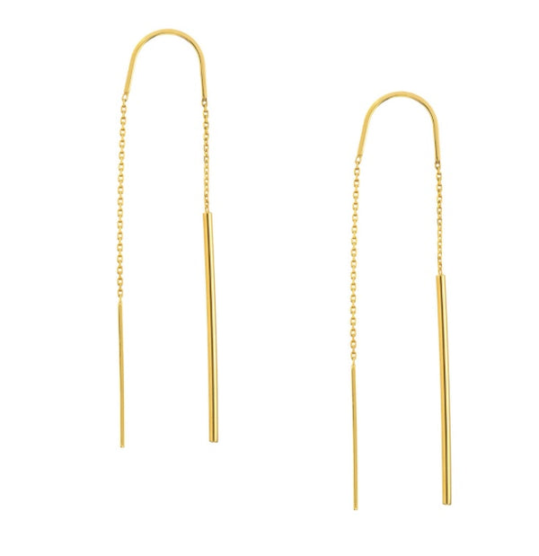 14KYG Polished Stick Threader Earrings