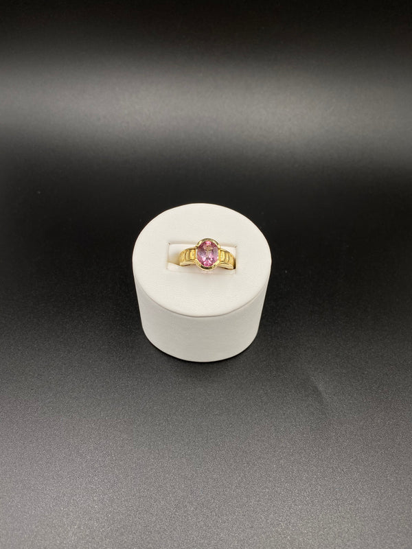Pink Topaz & Diamond Ring