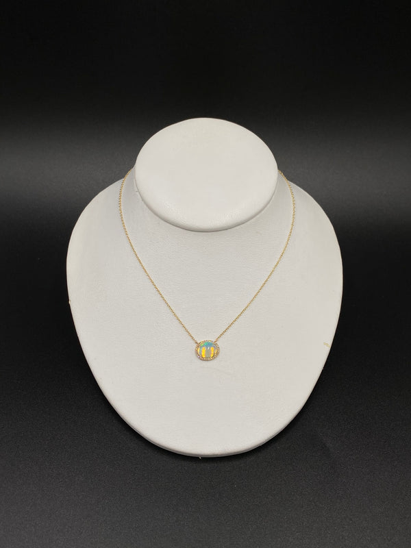 Ethiopian Opal & Diamond Pendant