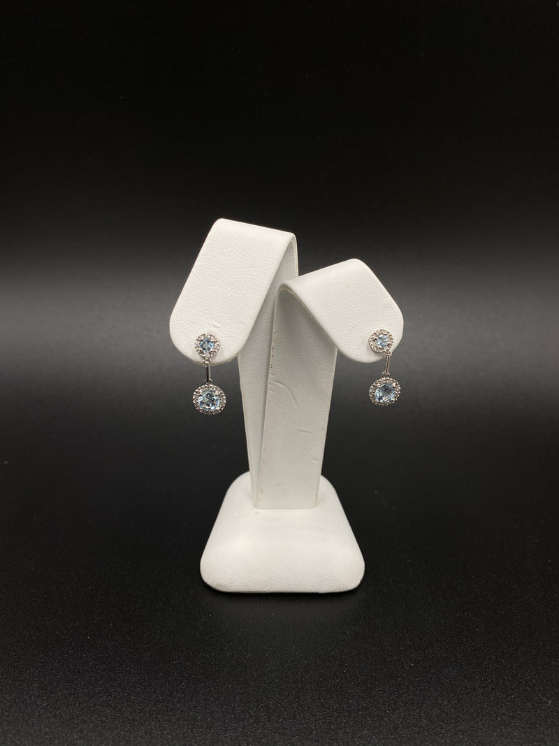 Vintage Design Aquamarine & Diamond Earrings
