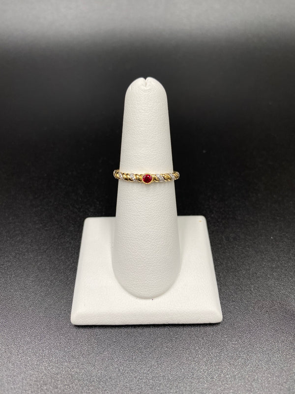 Ruby Stackable Ring with One Red Ruby in Bezel