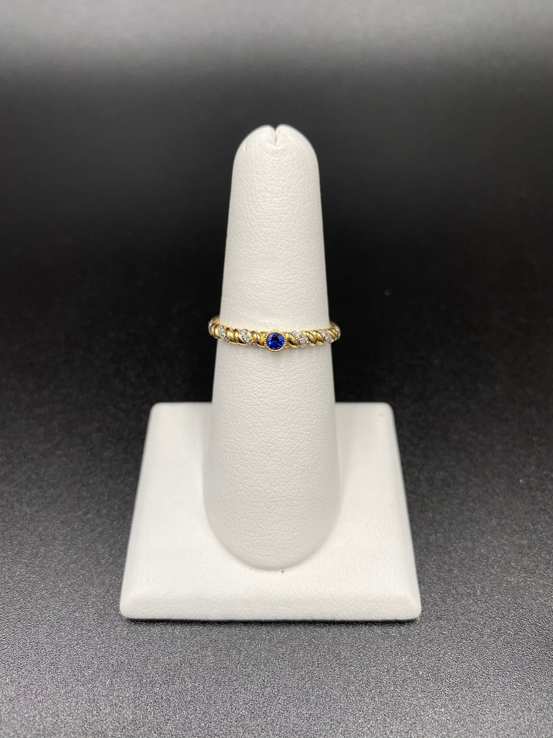 Sapphire Stackable Ring with One Round Sapphire in Bezel