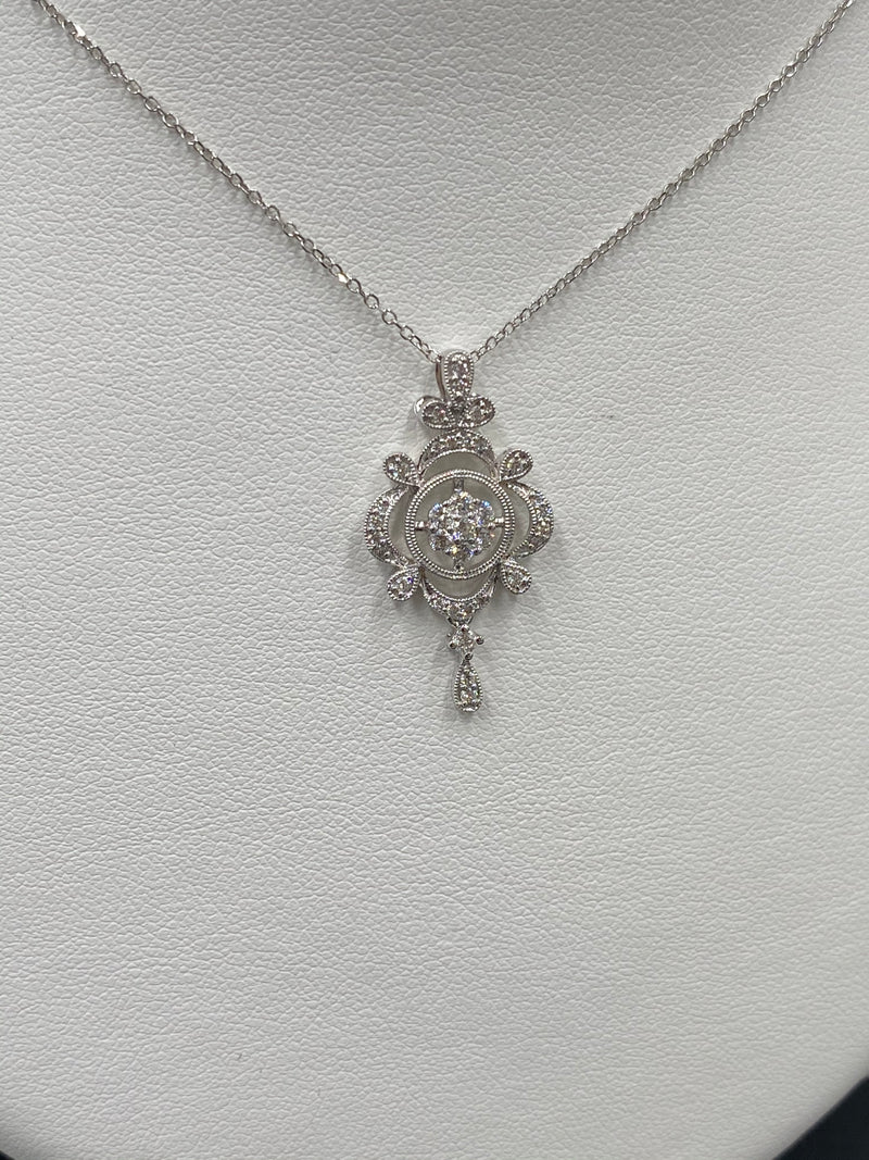 Vintage Inspired Diamond Drop Pendant