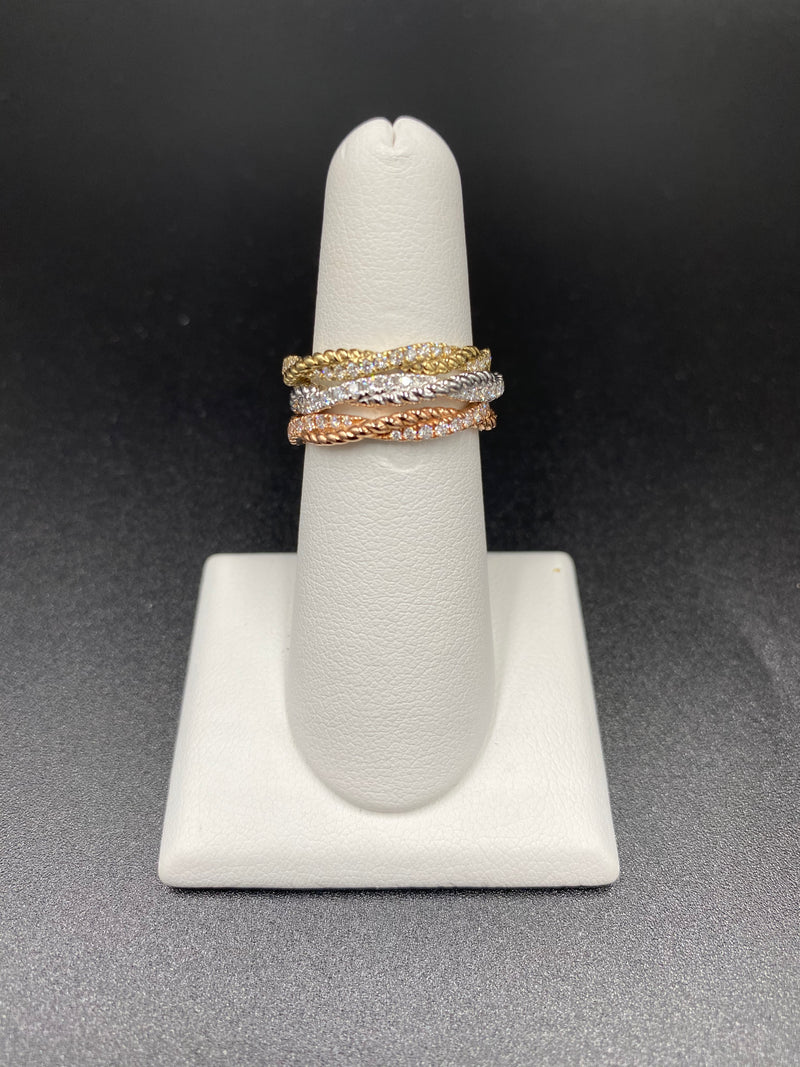 Rose Gold Twisted Rope & Diamond Band